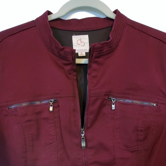 db Burgandy zip up jacket with silver hardware. - Picture 2 of 6